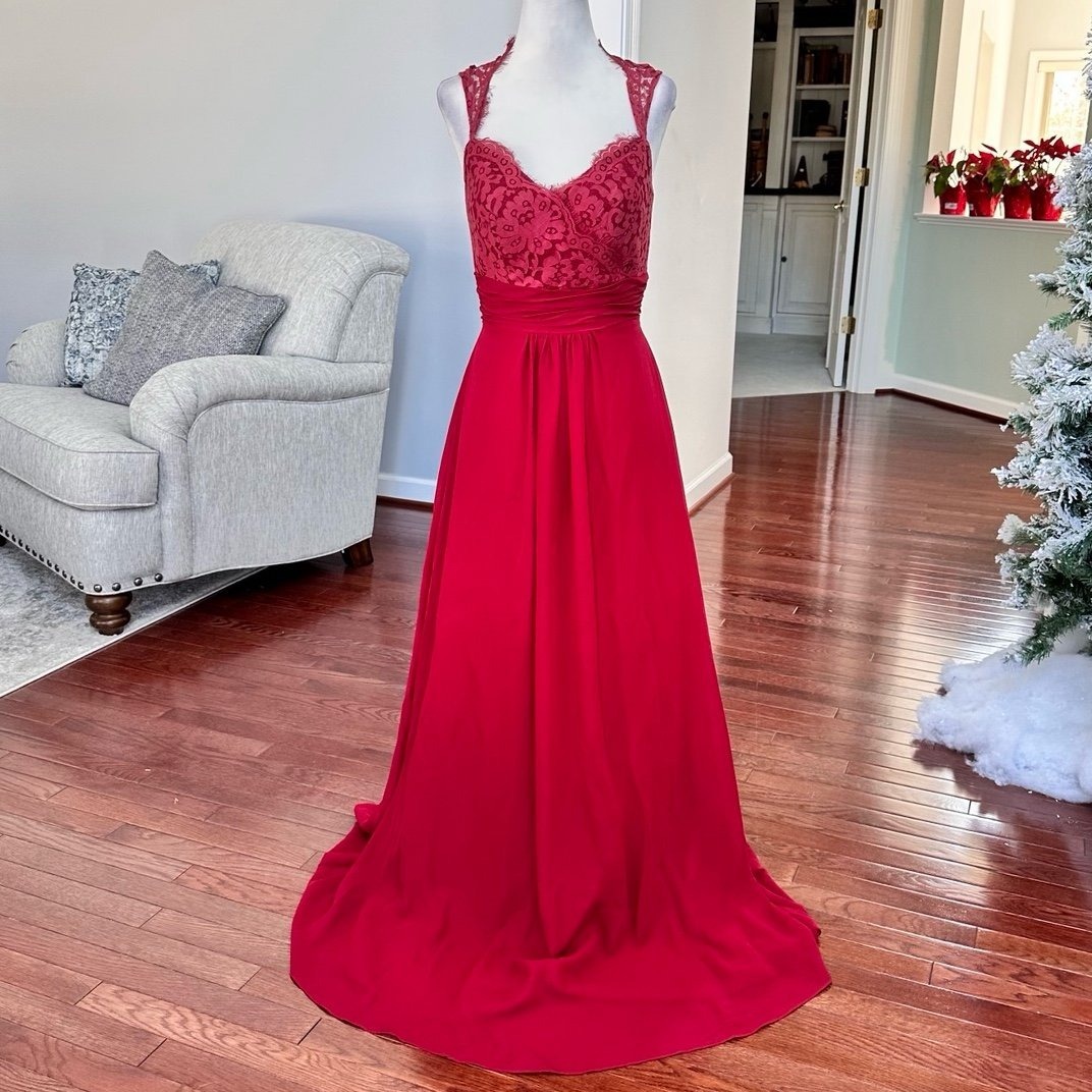 Christina Wu Occasions Claret Dusty Red Gown Dress Luxury Size 4